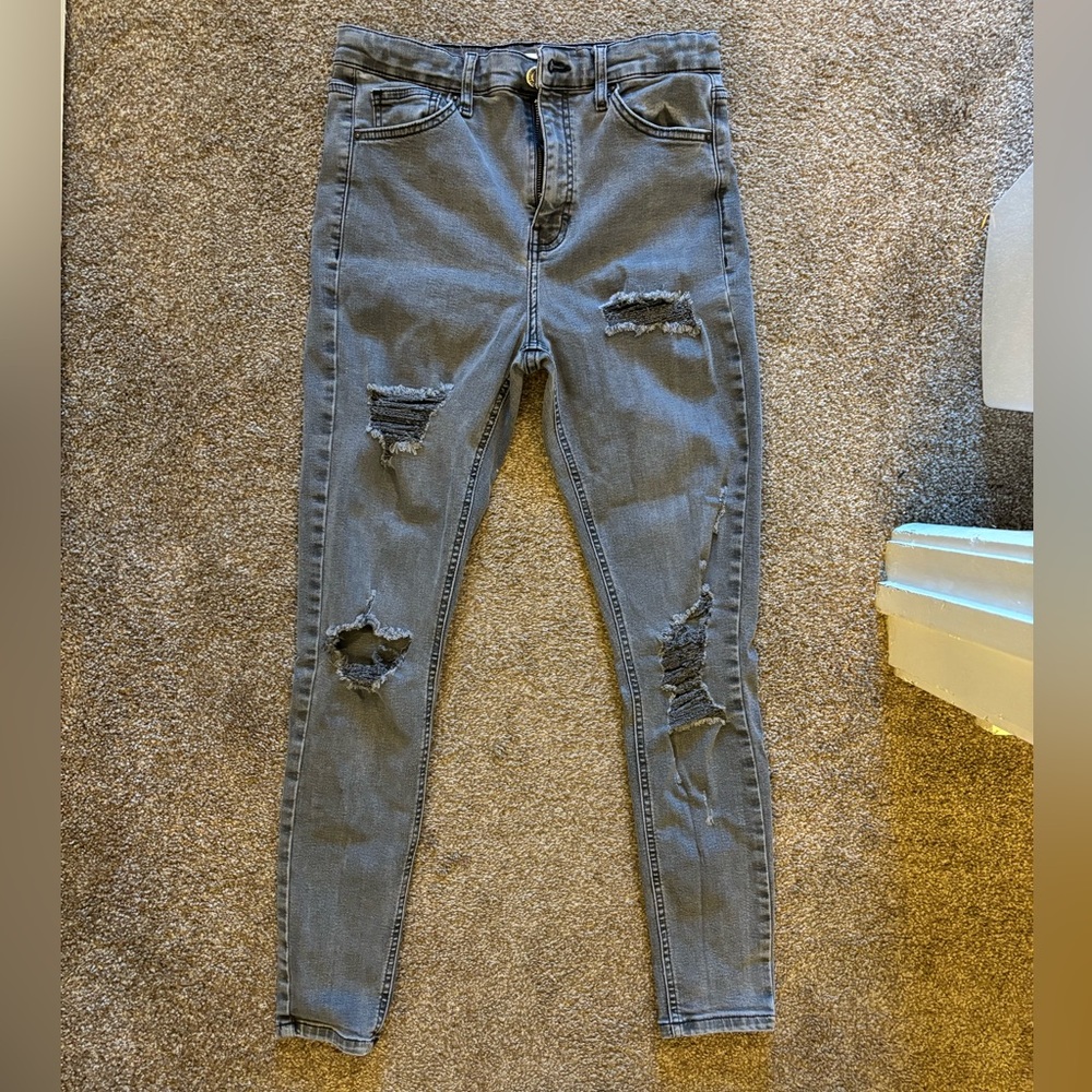 Topshop Jamie jeans light gray ripped
